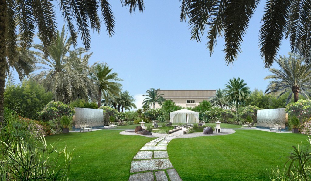 Resort garden and waterscape